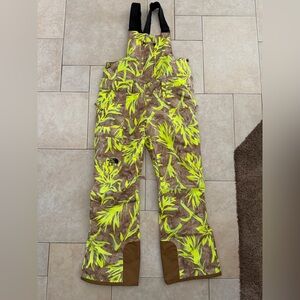 The North Face Women's Neon Yellow and Brown Overalls